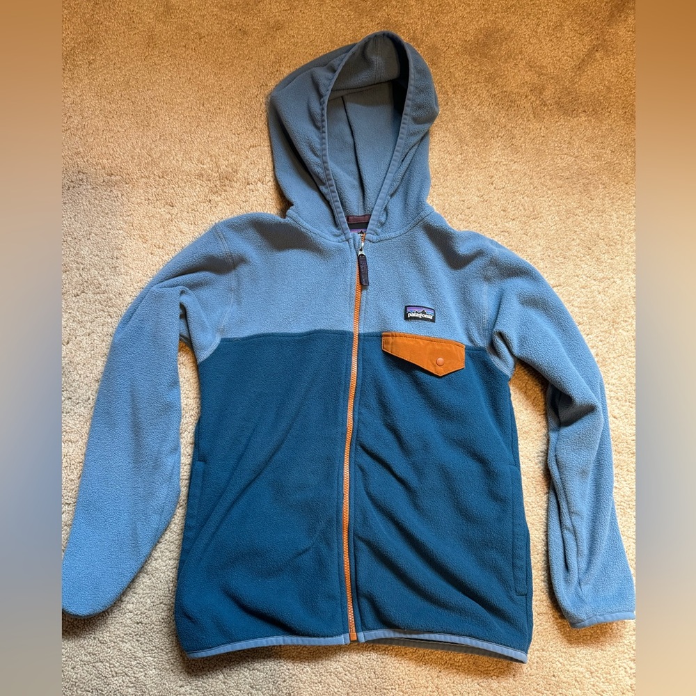 Patagonia blue fleece zip up jacket micro D kids small 7-8